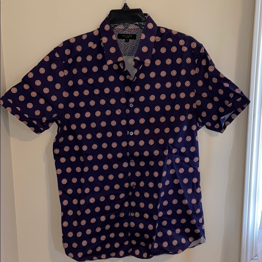 Ted Baker Floral Short Sleeve Button Down Shirt